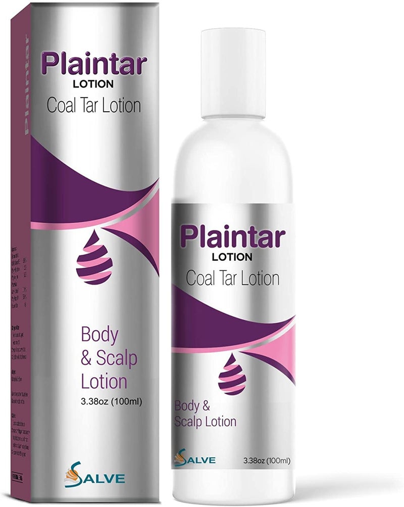 Salvia Plaintar Coal Tar Leave on Lotion/Reduces Scaling, Dryness & Itching/Coal Tar Lotion for Dandruff, Psoriasis & Seborrheic Dermatitis/for Body & Scalp/Instant Result 3.38 Oz (100ml) - Image 1